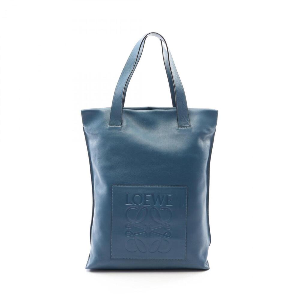 Loewe Anagram Shopper Tote Bag Handbag Leather Women's Blue